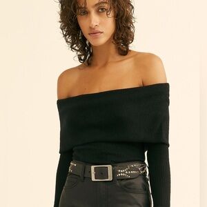 Free People We The Free Snow Bunny Long Sleeve Off Shoulder Knit